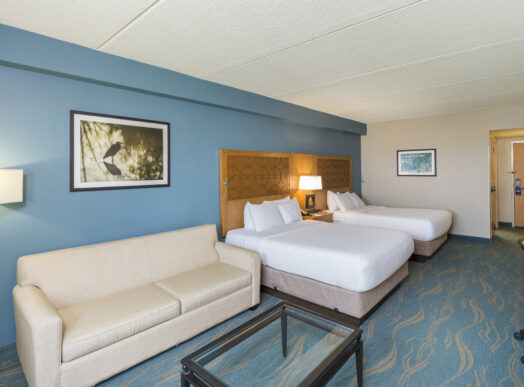 A double guestroom interior at The Lodge at Geneva